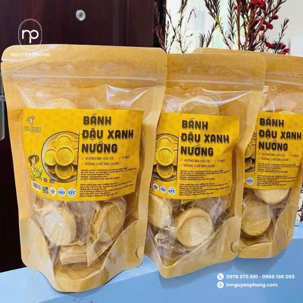 mẫu tem nhãn bánh đậu xanh cho túi zip